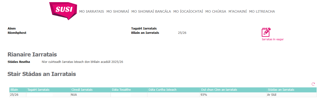 Image of Rianaire Iarrtais Tracker Edit application