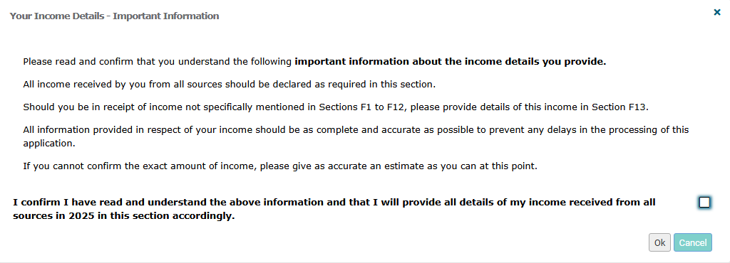 Income Details - Important Information