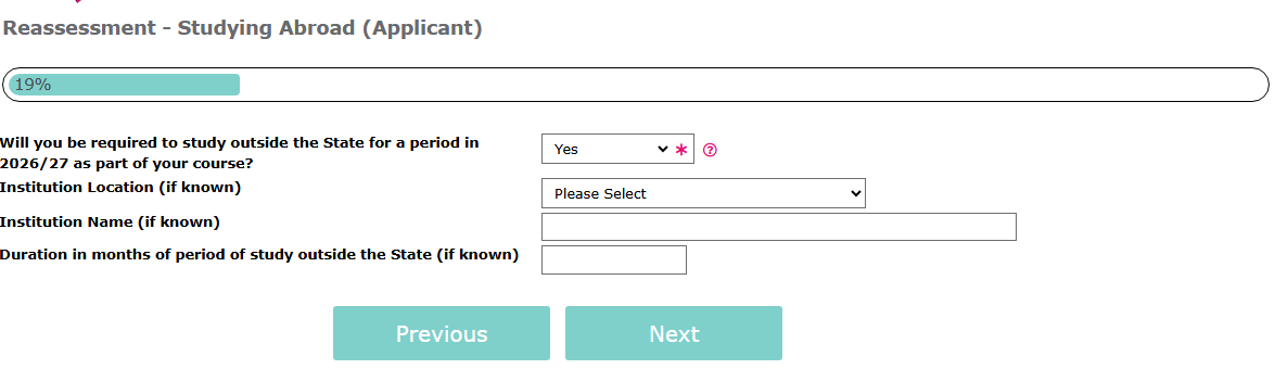 Reassessment - Study Abroad Yes